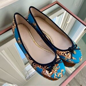 C. Wonder Turquoise and Gold Ballet Flats Size 8